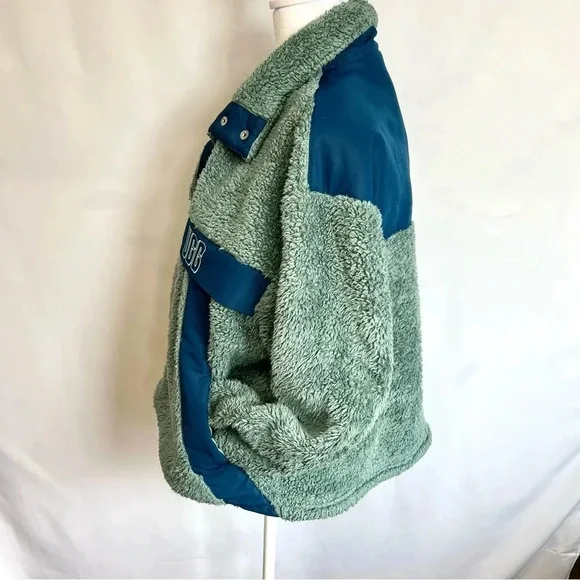 Ugg Gayle Sherpa Half Zip Fleece Jacket Hidden Pocket Green Womens size Small - Picture 10 of 17